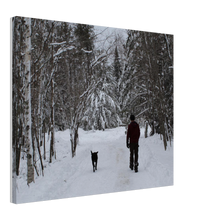 Load image into Gallery viewer, Man and Dog in Snow